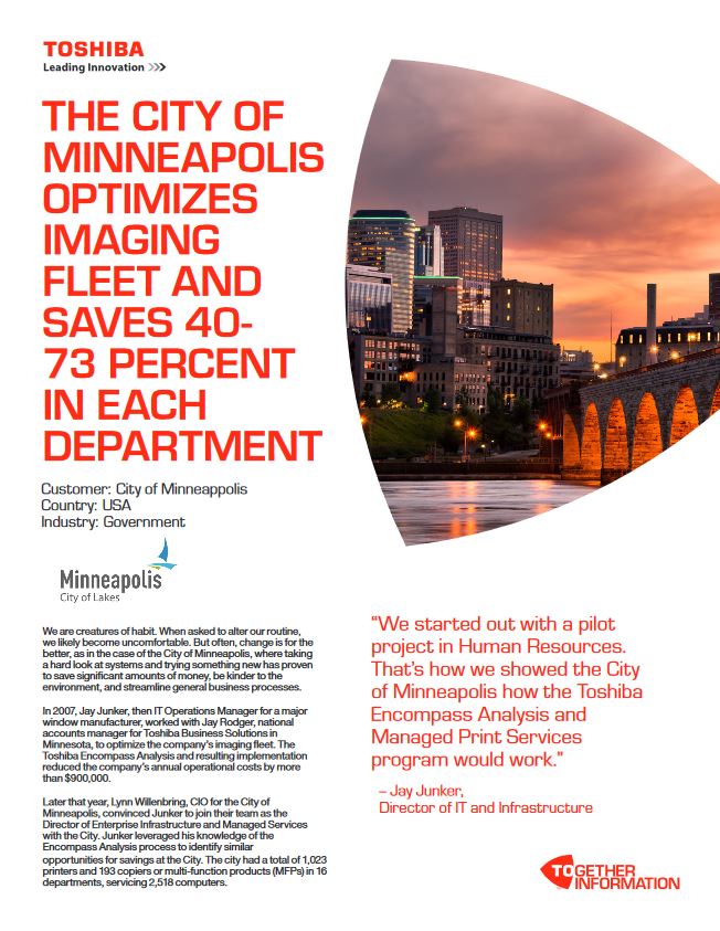 City Of Minneapolis, Case Study, MPS, MDS, Toshiba, Oklahoma Copier Solutions