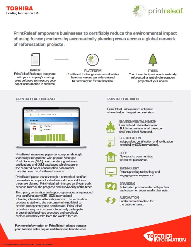 Print Releaf, Toshiba, Oklahoma Copier Solutions